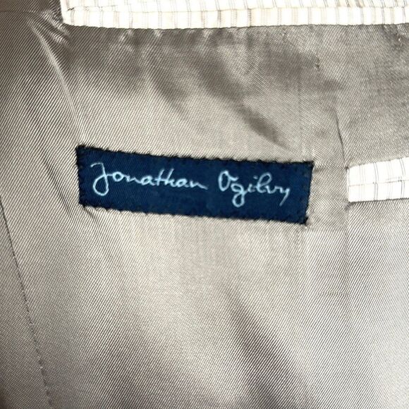 Jonathan Ogilvy Loro Piana Fitted Gray Striped Wool Suit Jacket Blazer 41R - Picture 12 of 16